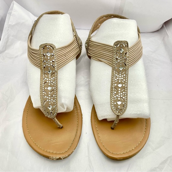 ☀️ Daisy Fuentes Rhinestone Cut Out Neutral Summer Sandals Size 10 - Picture 3 of 9